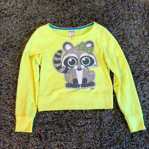 Bright green/yellow raccoon sweatshirt